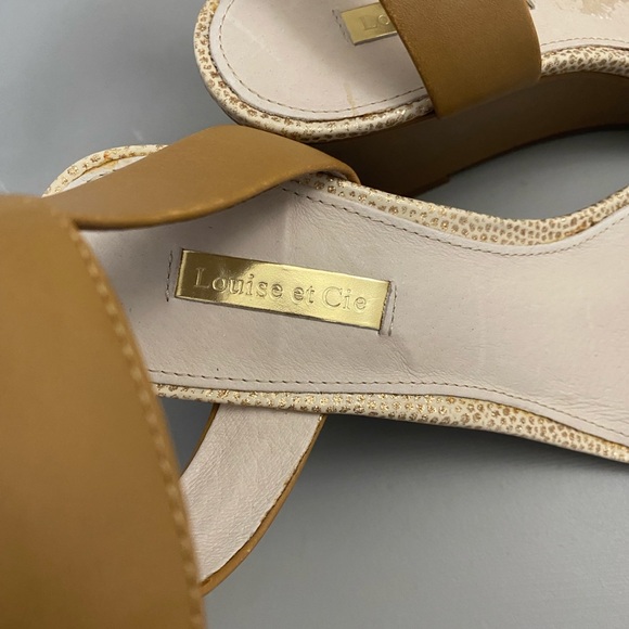Louise at Cie Tan and Gold Wedge Sandals genuine leather, very comfort. S . 7.5M - Picture 6 of 8